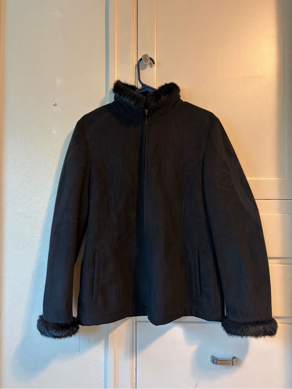 Black Faux-Fur Trim Jacket